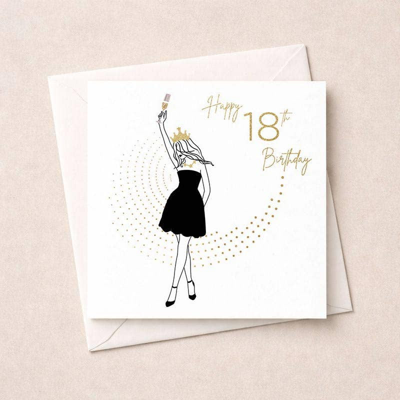 Age Birthday 18th Card: Lady With Drink  - Hammond Gower