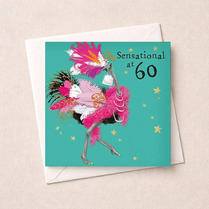 Age Birthday 60th Card: Sensational At 60 Ostrich - Hammond Gower