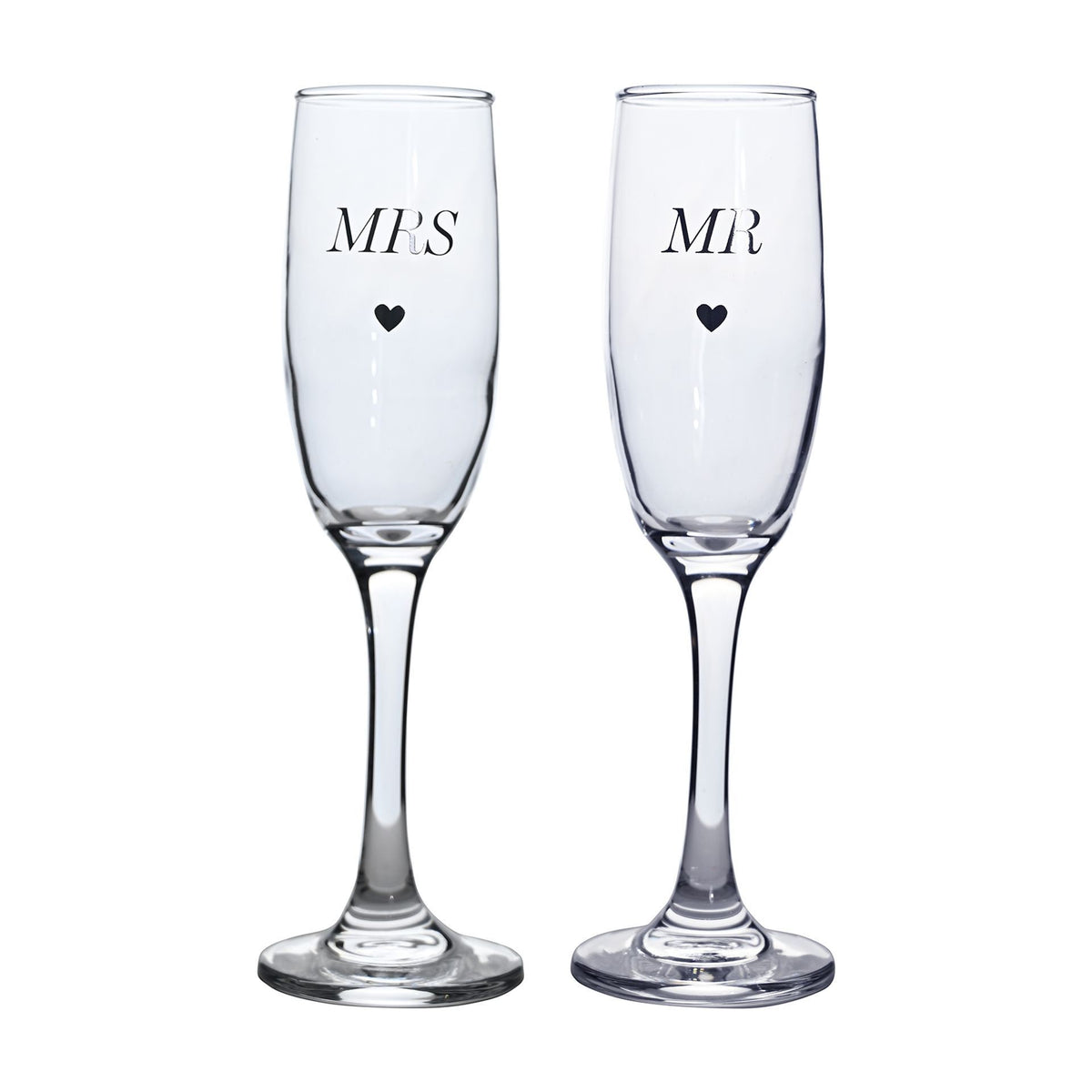 Champagne Flute: Set of two - Mr&Mrs - Glass - Amore