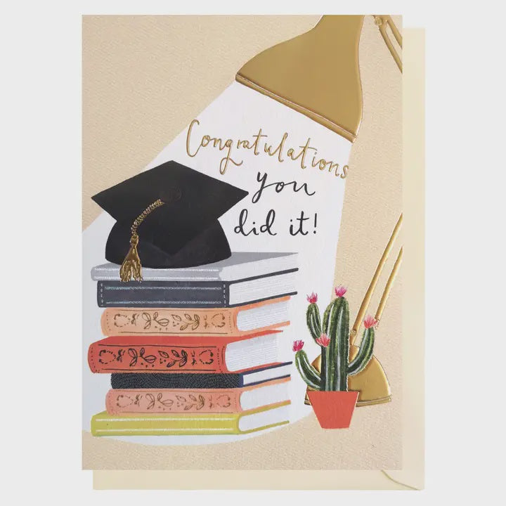 Congratulation Card: Gold Foil You Did It - Colourful - Louise Tiler