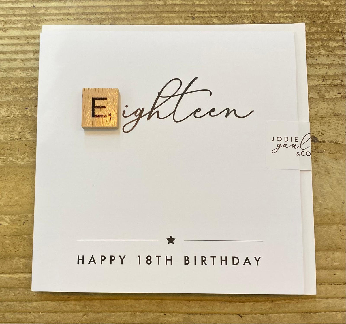 Age 18th Card: Wooden Scrabble Piece - Jodie Gaul & Co