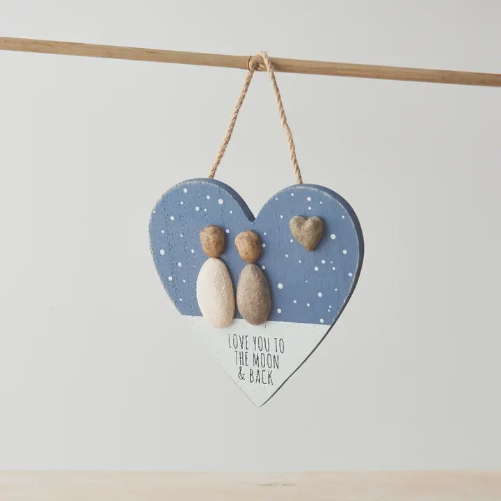 Hanging Dec: Wood Love You To The Moon And Back - Blue - Gainsborough Giftware