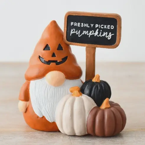 Autumn Ornament: Ceramic Gonk With Pumkins And Sign - Gainsbourough Giftware