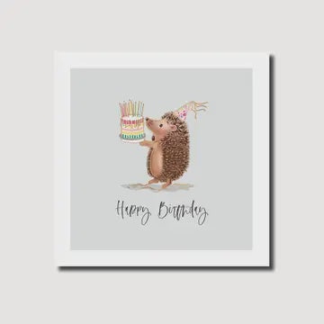 Birthday Card: Hedgehog With Cake - Marina B