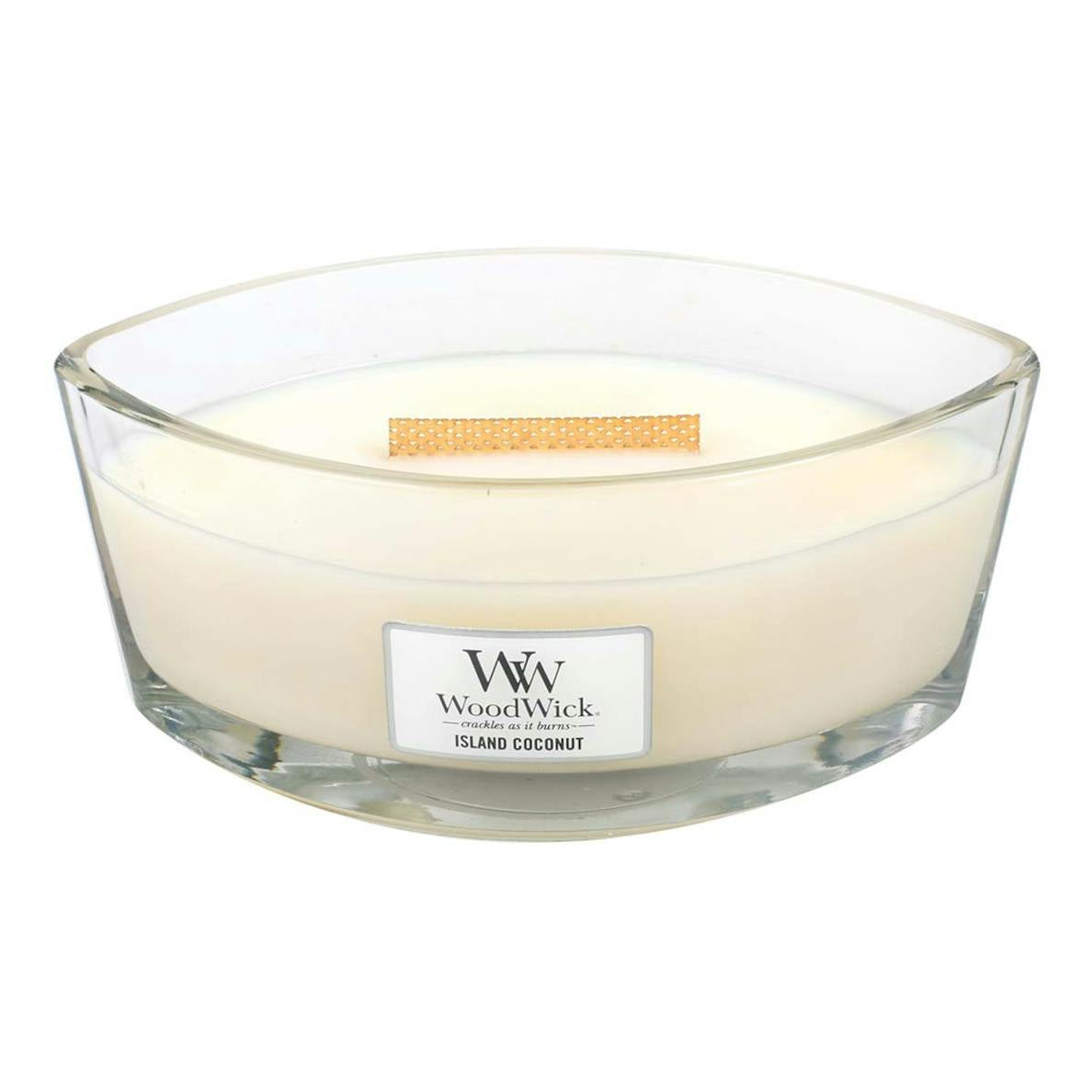 Candle: Scented Hearthwick Glass Ellipse 16oz - Island Coconut - WoodWick