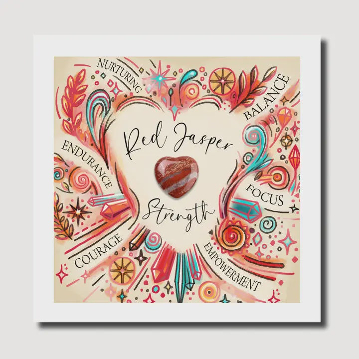 Birthday Card: Love Red Jasper Keepsake Gemstone - Red   - Marina B