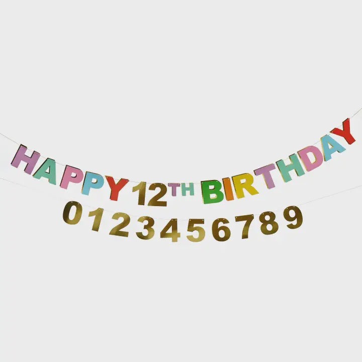 Garland: Happy Birthday Customisable Card Banner 3m - Multi - Hootyballo