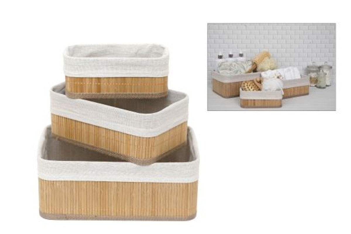Basket: Small Bamboo Rectangle Bathroom - Natural
