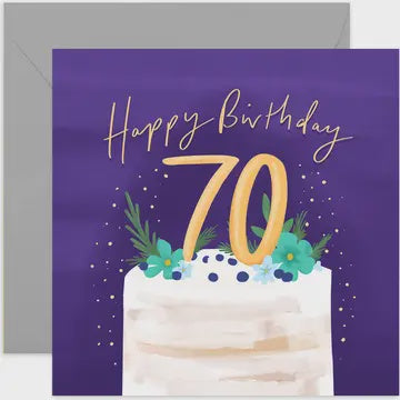 Age 70th Card: Cake Foil - Blue - Old English Company