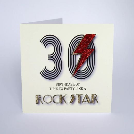 Age 30th Card: Rock Star Handmade Swarovski - Five Dollar Shake