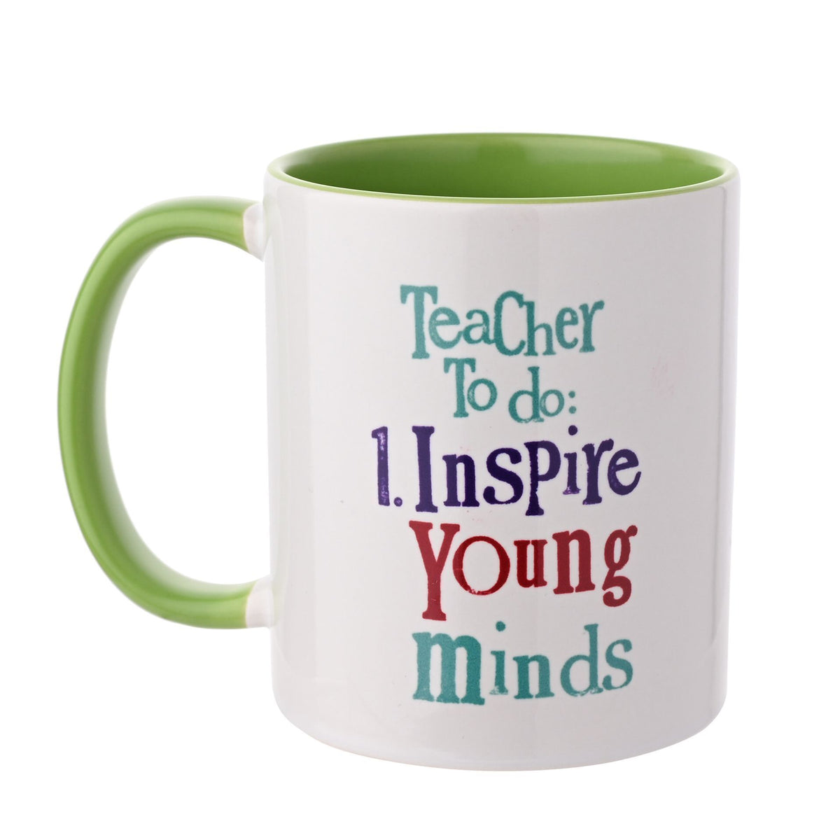 Teacher Mug: Ceramic Inspire Young Minds - Green - Brightside