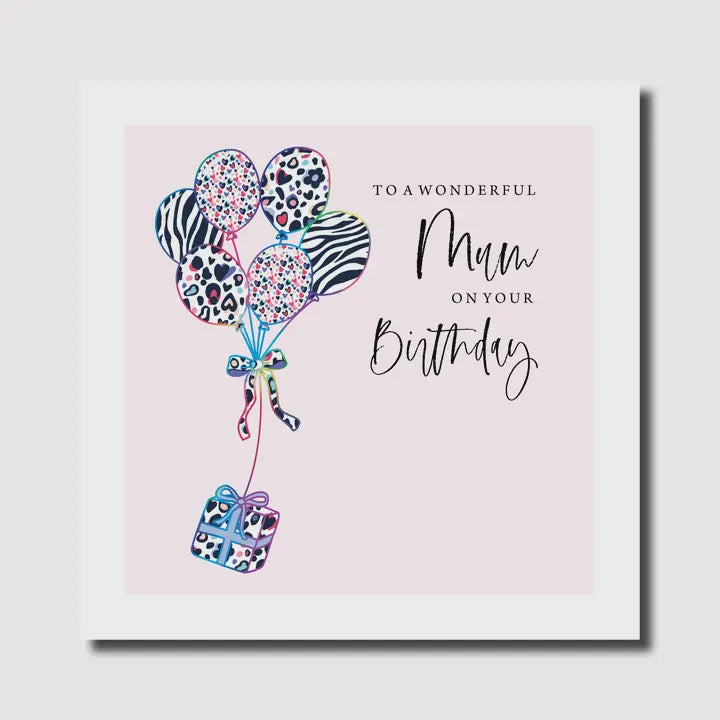 Mum Card: Happy Birthday Balloons - Pink - Marina B