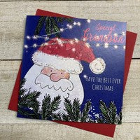 Christmas Card: Grandson Santa - White Cotton