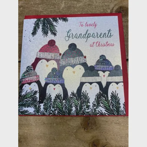 Christmas Card: Grandparents Penguins - White Cotton