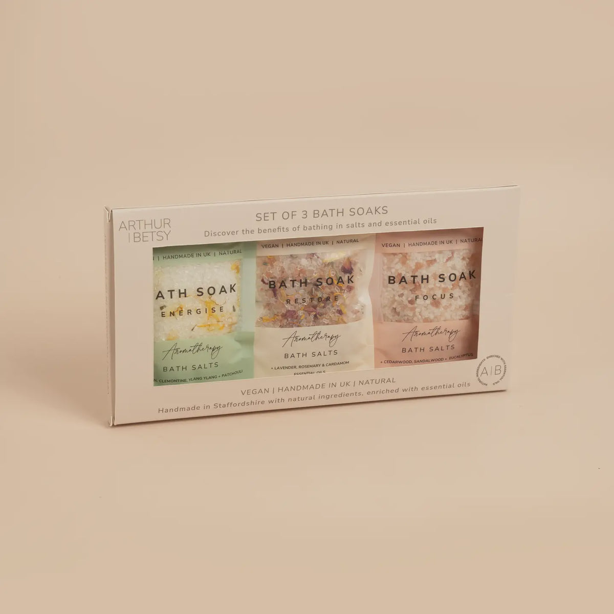 Bath Salts Gift Set 3 x Pouches Aromatherapy - Arthur Betsy
