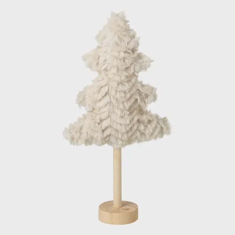 Christmas Ornament: Fluffy Xmas Tree On Wooden Stand - Heaven Sends