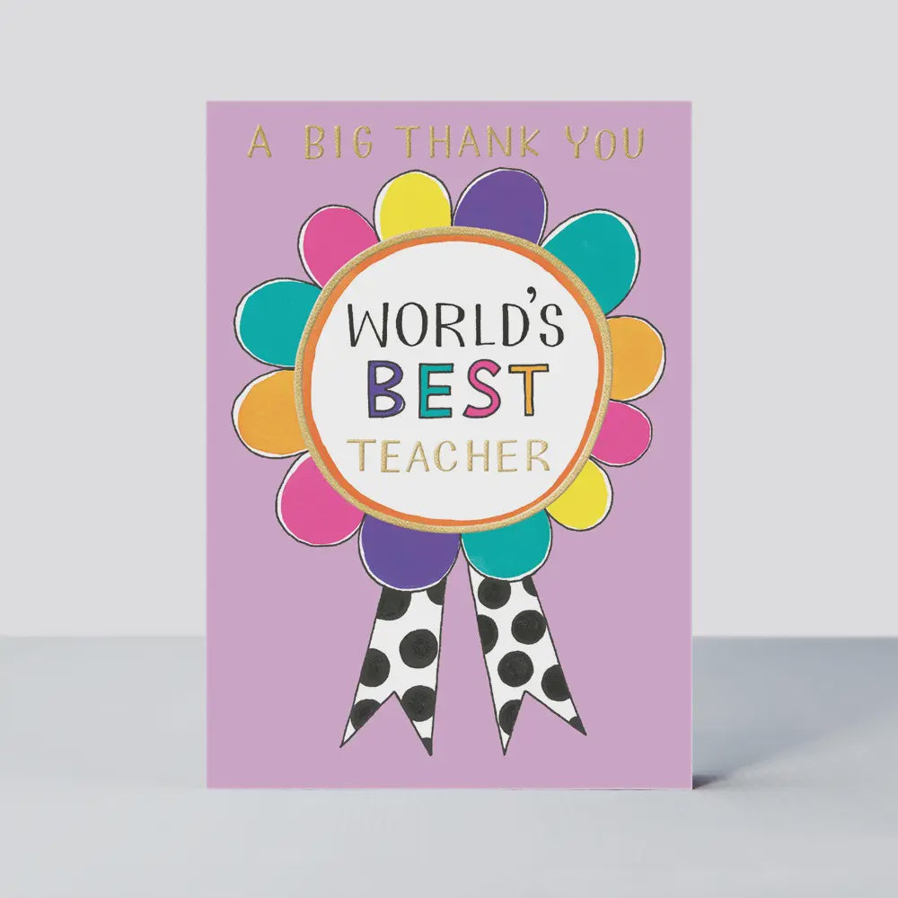 Thank You Teacher Card: World Best Teacher Flower - Rachel Ellen