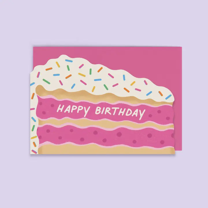 Birthday Card: Birthday Cake - Pink- Tikkled Pink