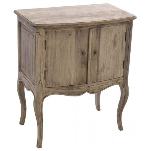 Cupboard: Vintage Bleached Solid Wood Two Door Small - Unfinished Natural Sun Bleach