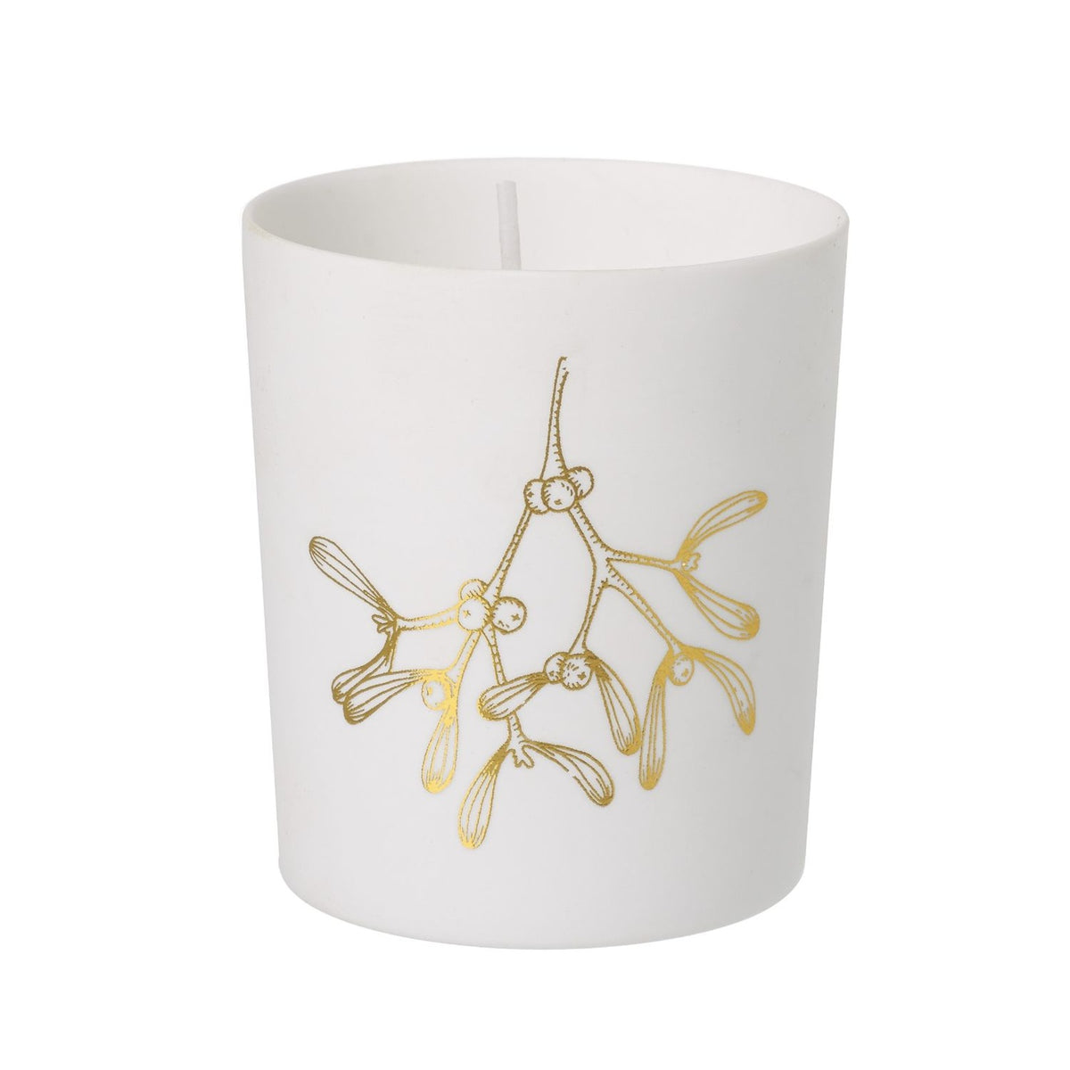 Candle: Glass Mistletoe - White & Gold