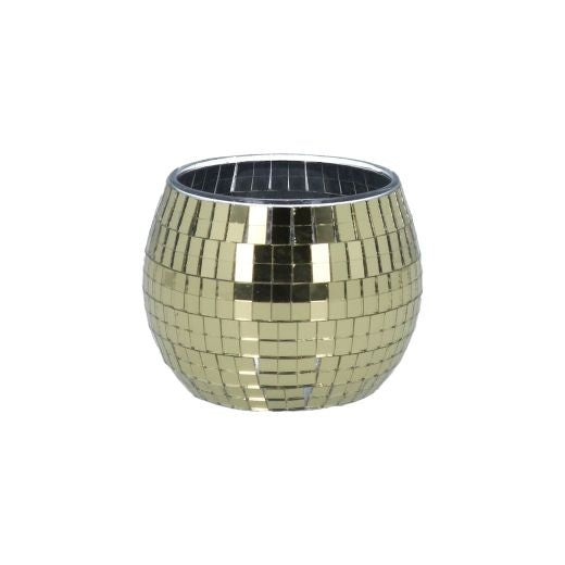Candle Holder: Disco Mirror Ball Tealight - Gold - Gisela Graham