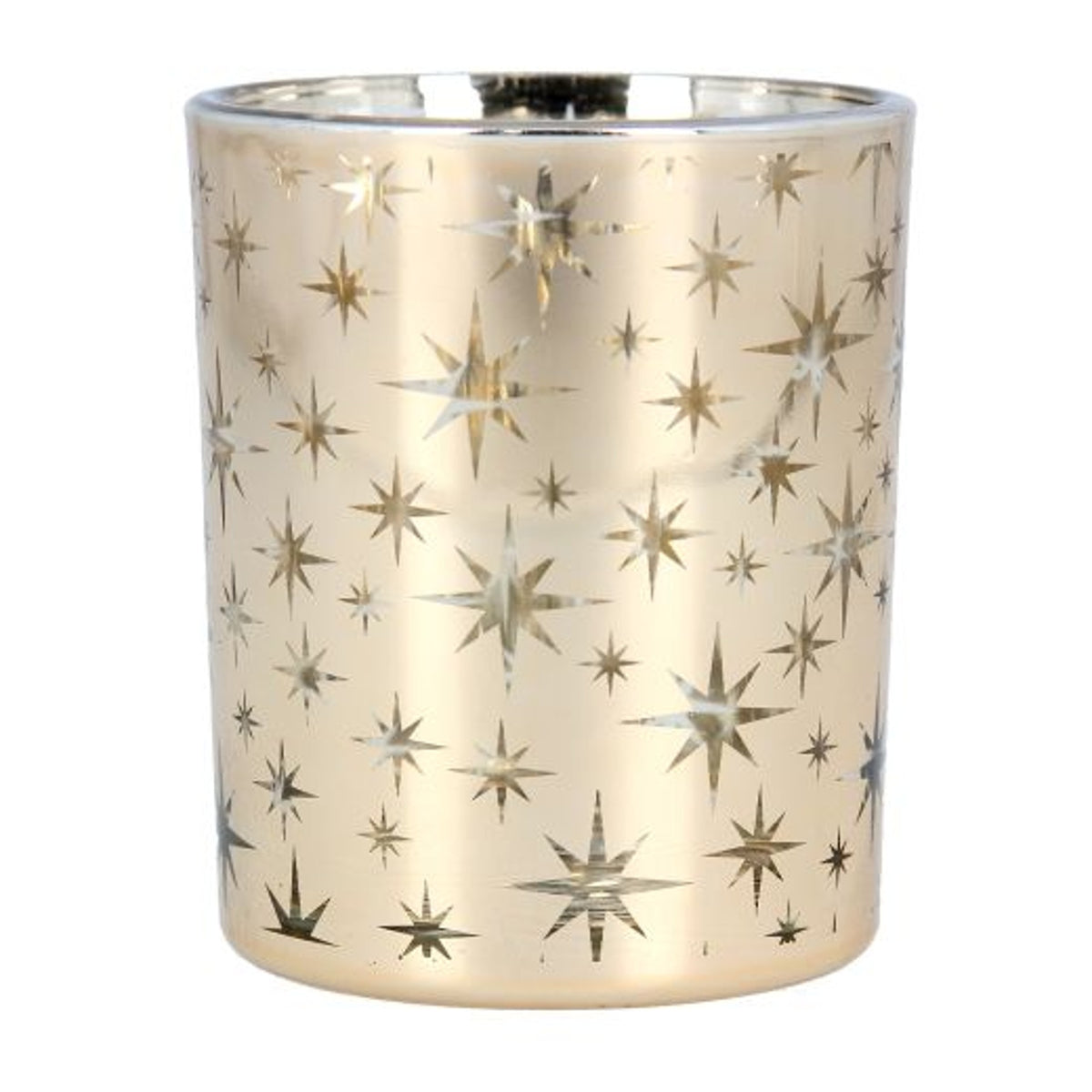 Candle Holder: Glass Metallic Stars Small - Gold - Gisela Graham