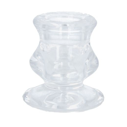 Candle Holder: Glass Round Candlestick  - Clear - Gisela Graham