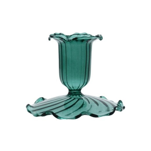 Candle Holder Stick: Glass Taper Short - Turquoise Blue - Gisela Graham