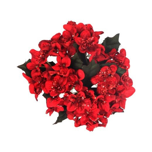 Candle Wreath: Faux Flower Hydrangea Small - Red & Green - Gisela Graham