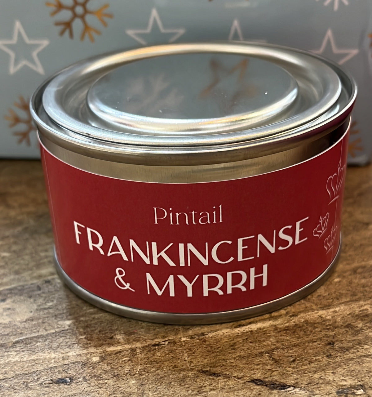 Xmas Candle: Scented Tin 14 hrs - Frankincense & Myrrh