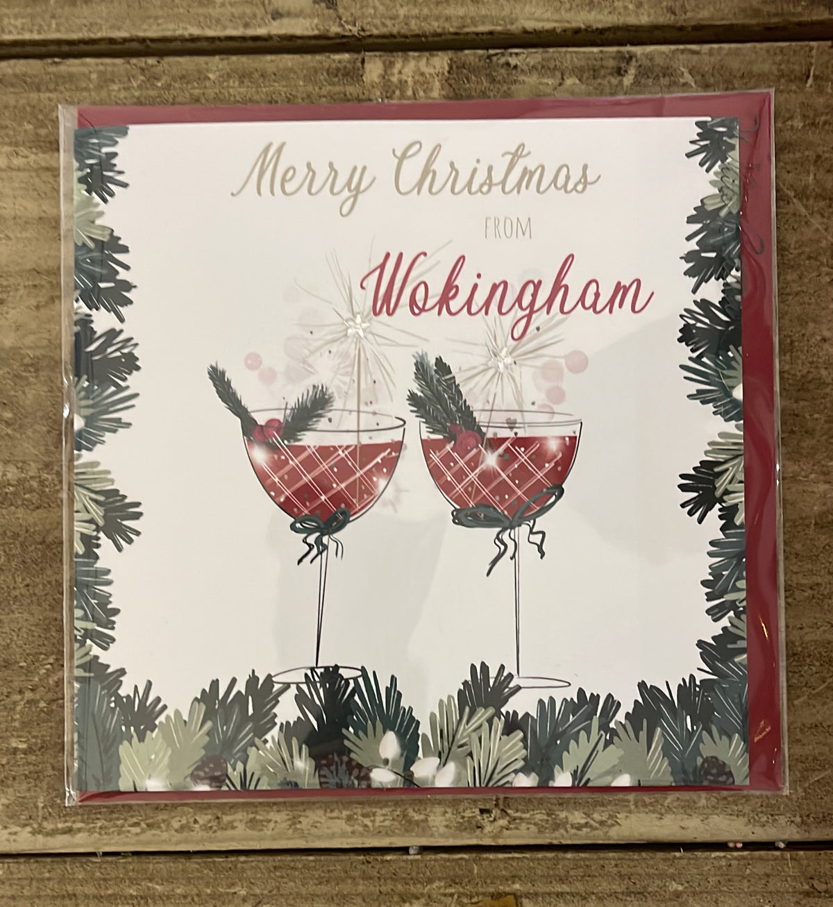 Christmas Card: Coupe Wokingham Merry Christmas Hand Decorated- White Cotton Cards