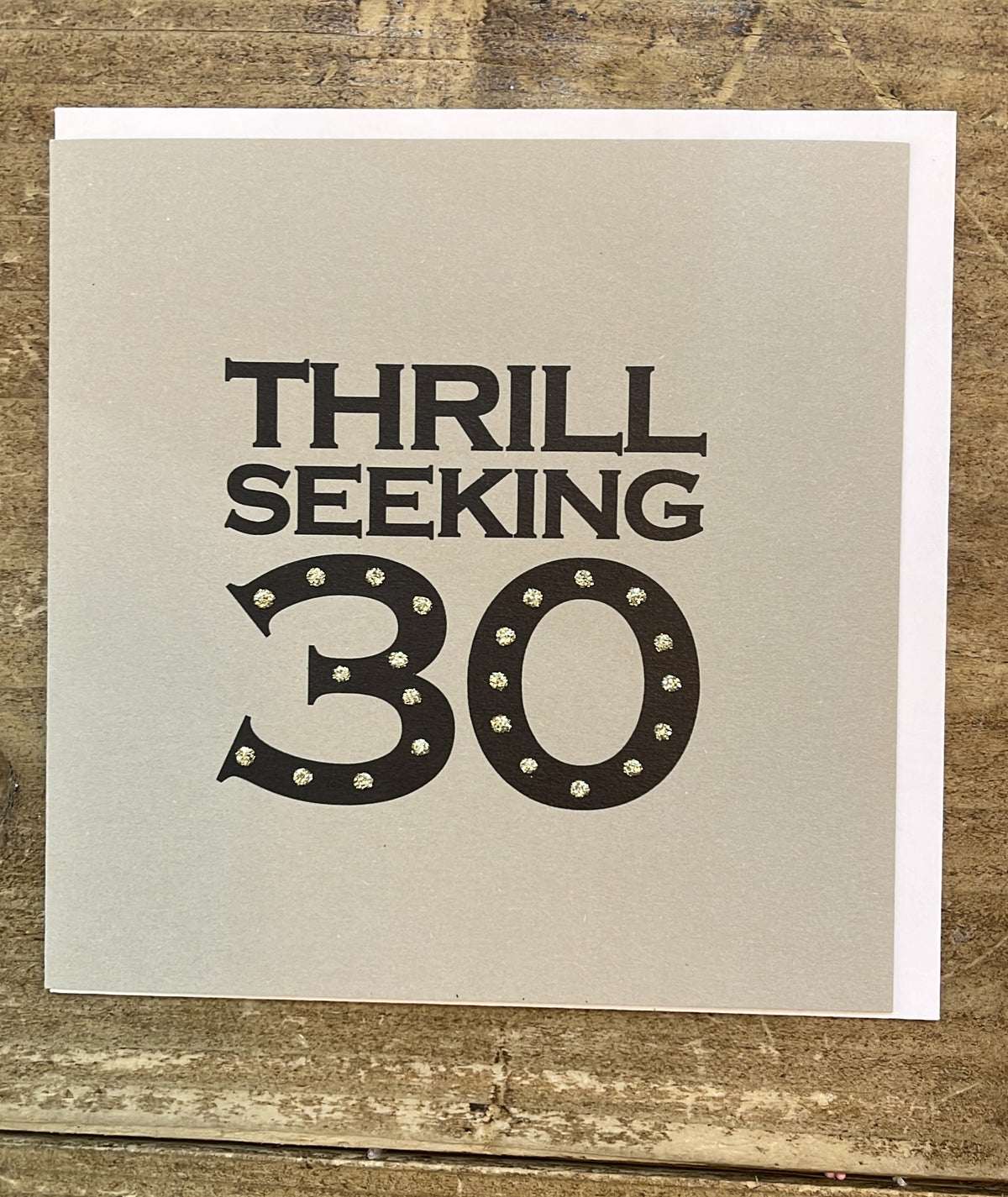 Age 30th Card: Hand Decorated Glitter Dots - Clay Black