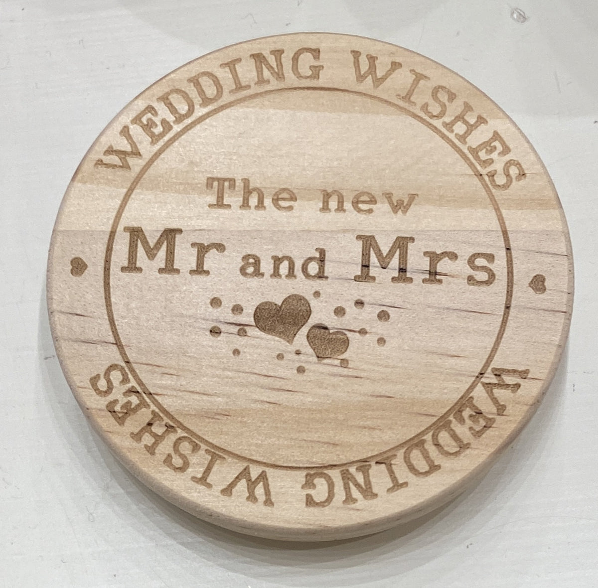Candle Lid: Wood Engraved Message The New Mr & Mrs -  - Light Up Your Life