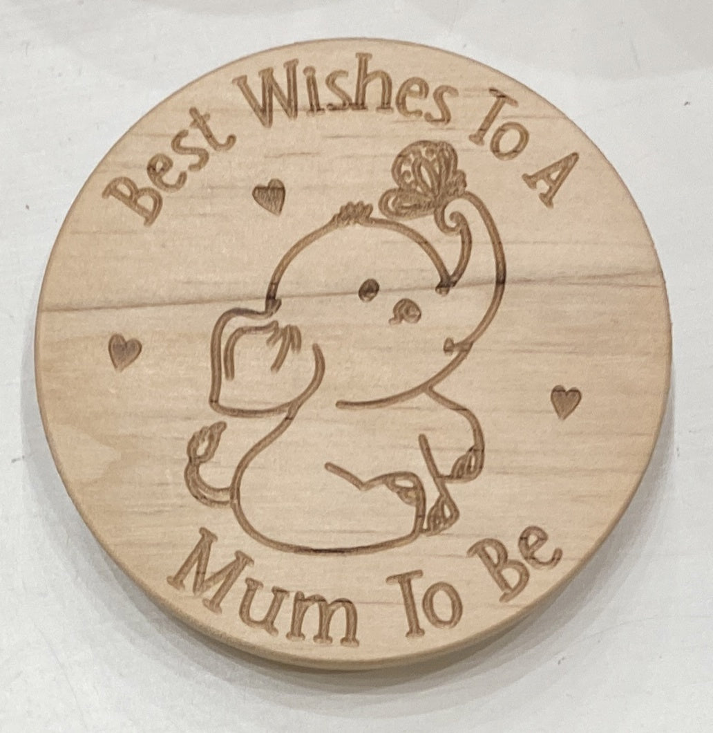 Candle Lid: Wood Engraved Message Mum to be -  - Light Up Your Life