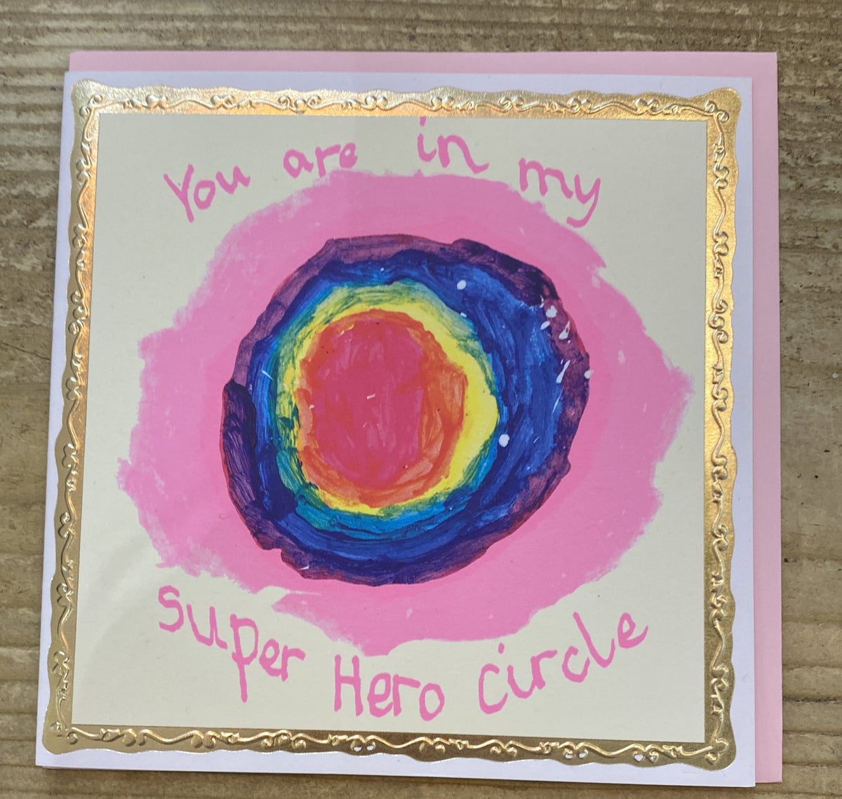 Thank You Card: Super Hero Coloured Circles - Metallic Gold - Art House Unlimited