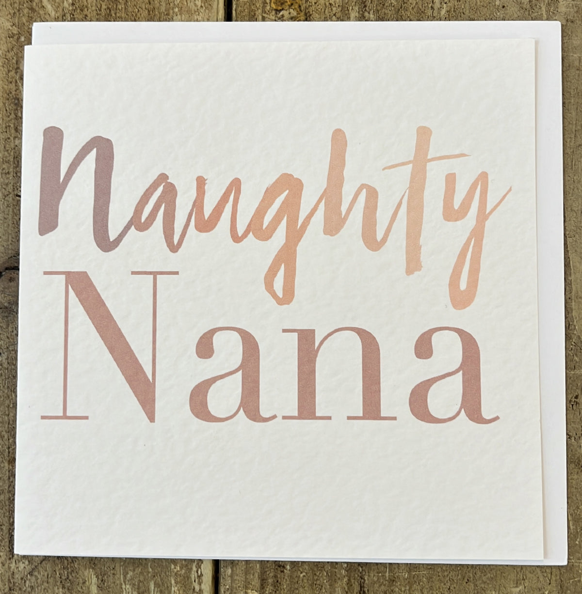 Nana Card: Naughty Nana Blush Pink Handmade in UK - White - Jola Designs