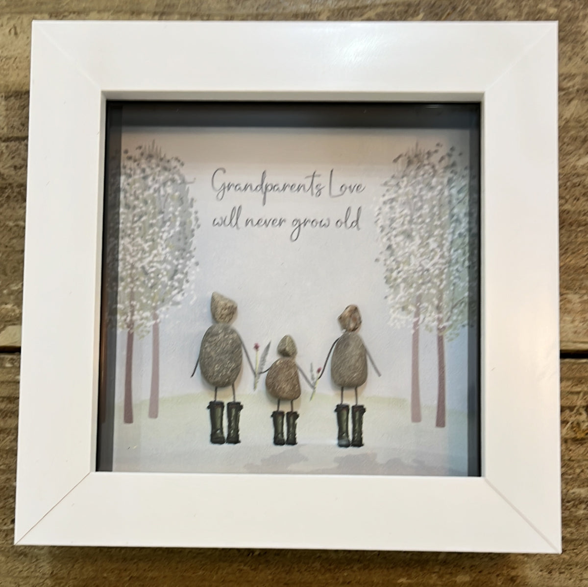 Pebble Picture: Grandparents Grandparents Love - White Box Frame - La de Da Living
