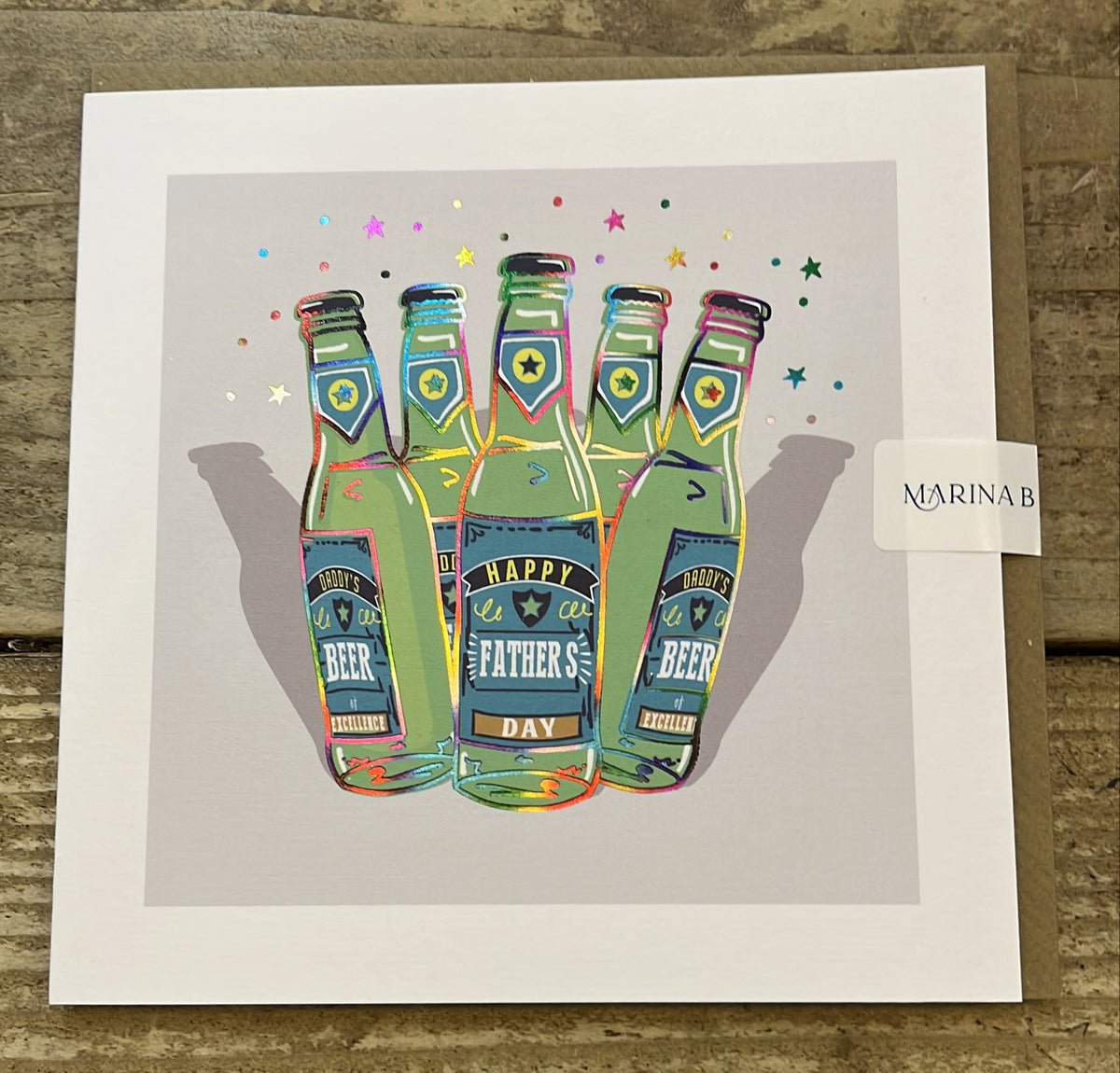 Father's Day  Card: Rainbow Foil  Beers Cheers  - Marina B