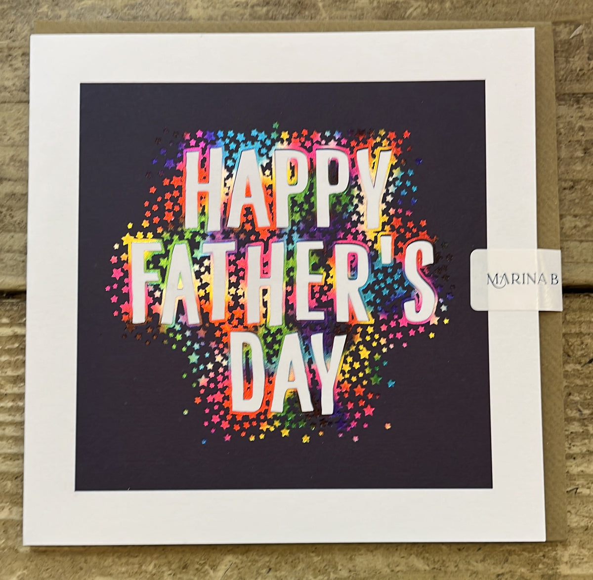 Father's Day  Card: Rainbow Foil  Typography Stars Bowden Shines - Marina B
