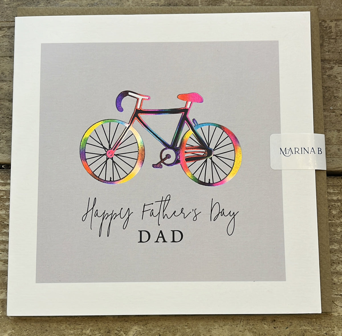 Father's Day  Card: Rainbow Foil  Dad Bike  - Marina B