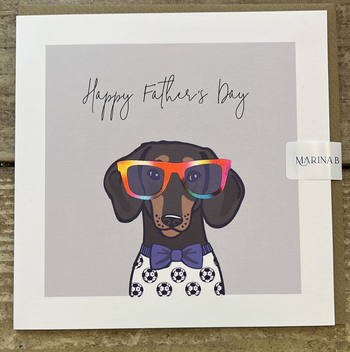 Father's Day  Card: Rainbow Foil  Elly Dog Bow Tie  - Marina B