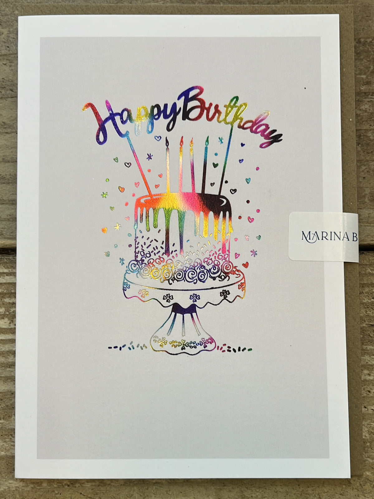 Birthday  Card: Rainbow Foil  Cake  Over The Rainbow - Marina B
