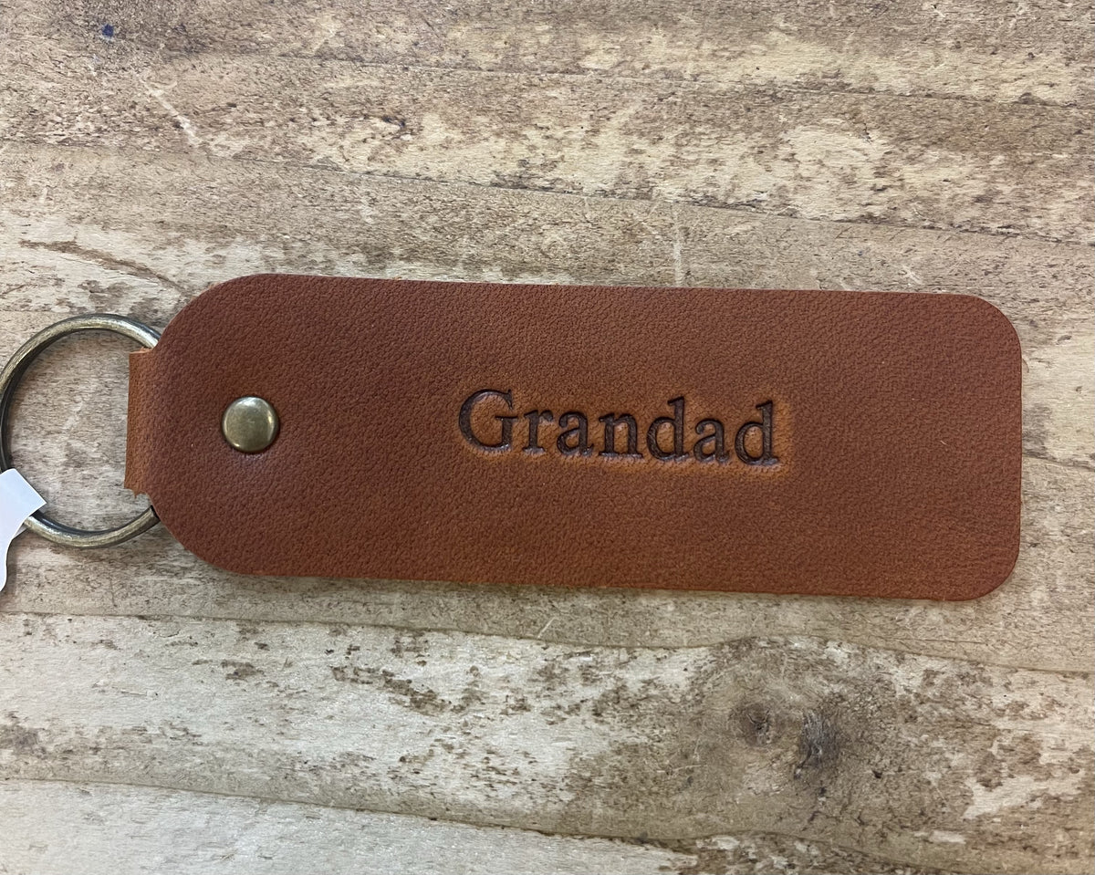KeyRing : Leather Keyring - Grandad  - Brown - Lucas Ruth