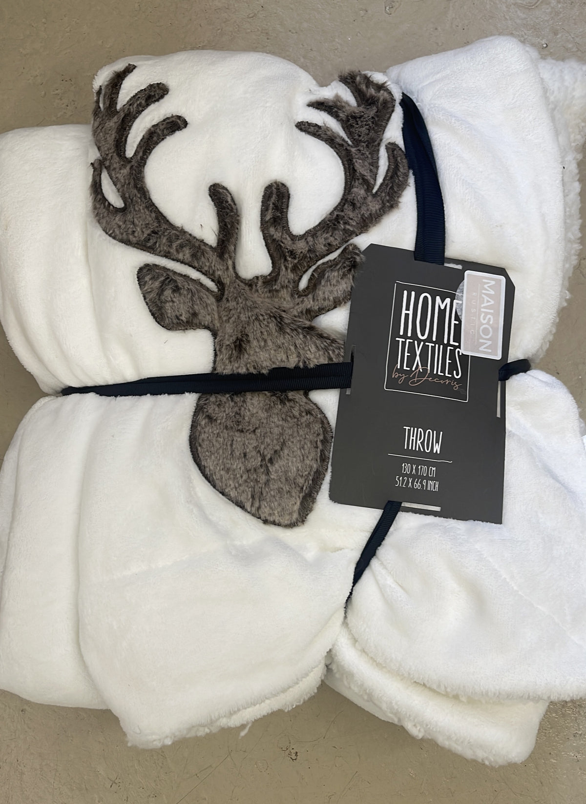 Throw: Soft Sherpa  Stag Rustic - White - Kaemingk
