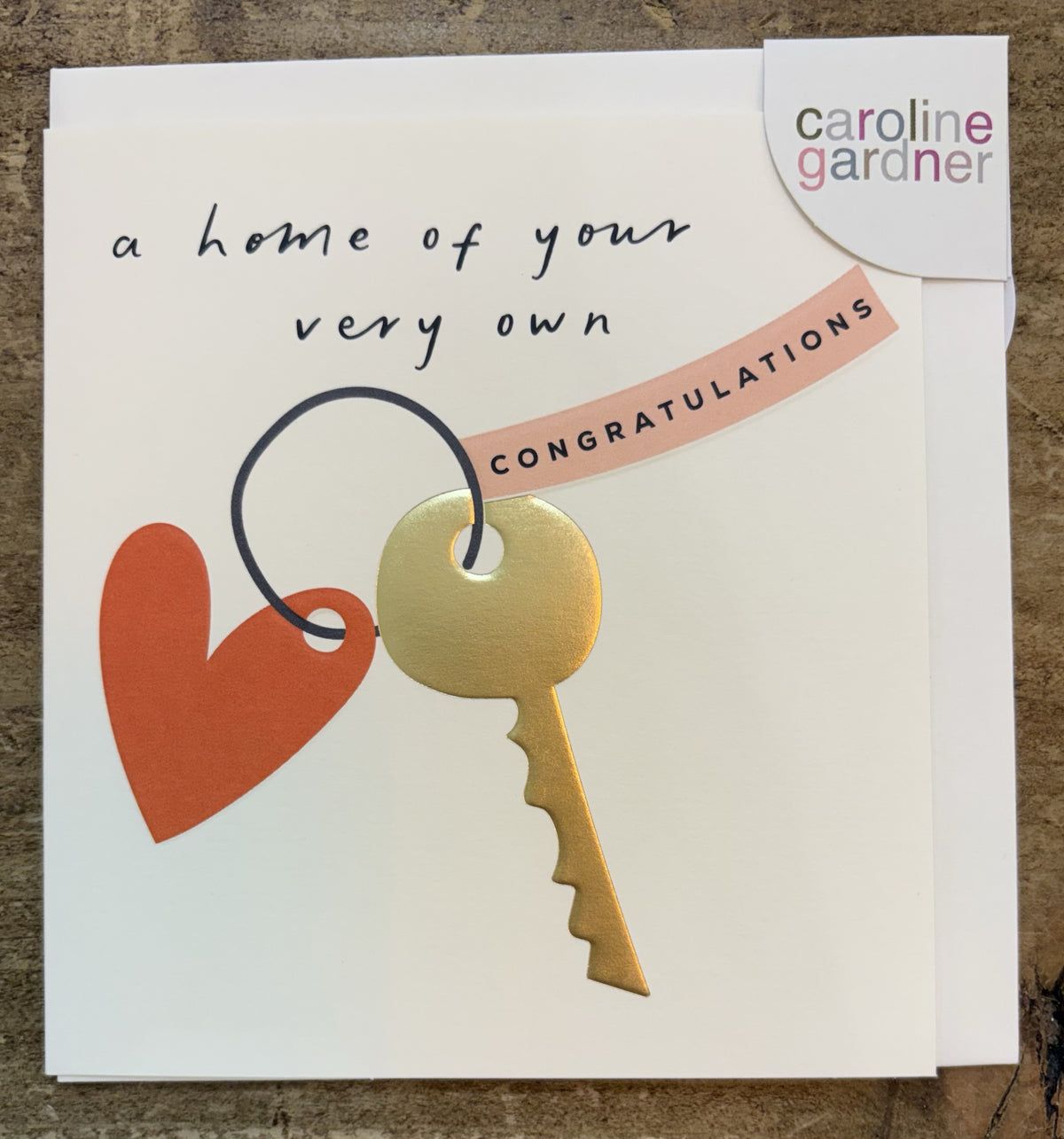 New Home Card: GOLD FOIL  A Home Of Your Very Own Key Embossed - Caroline Gardner
