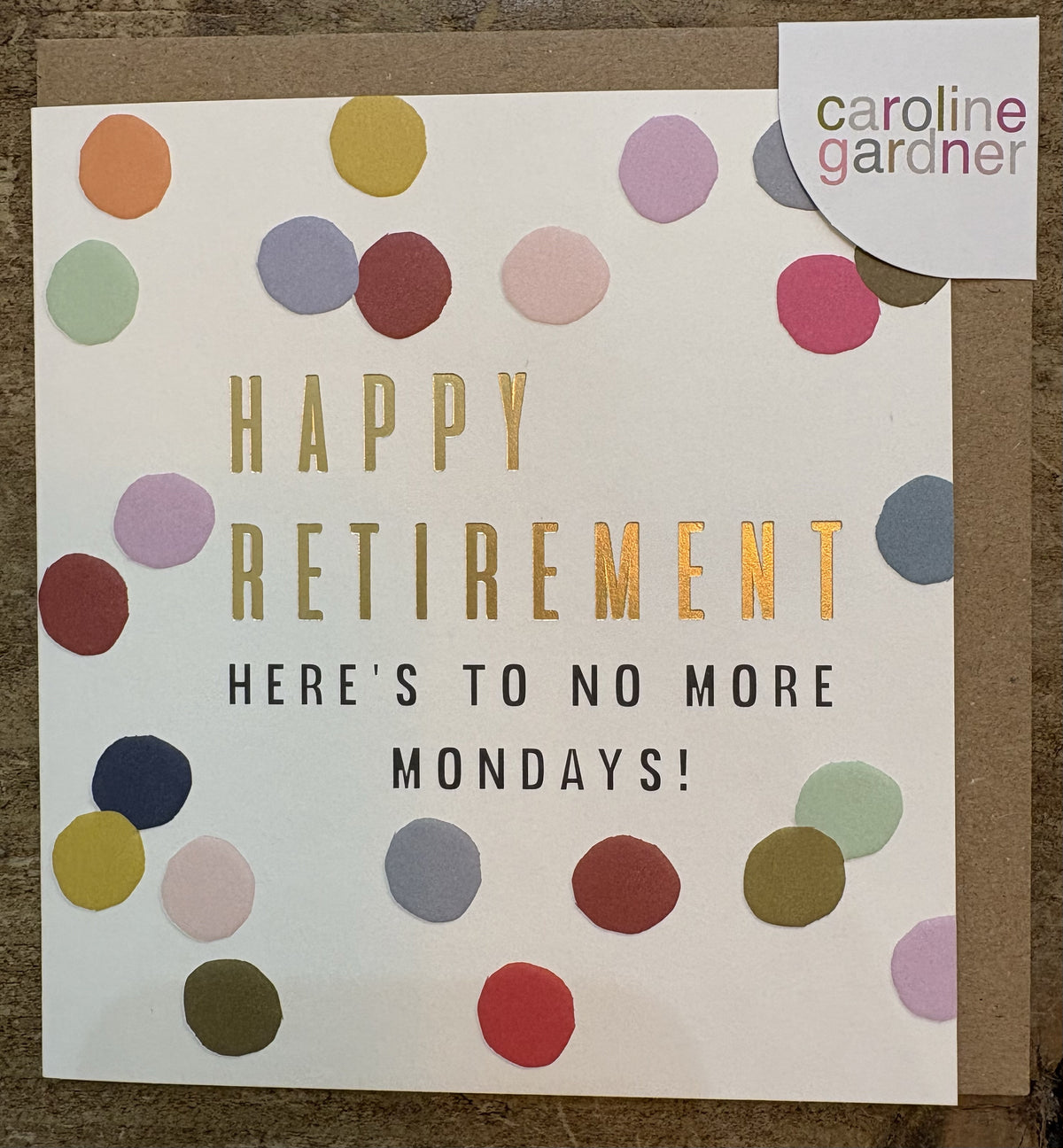 Retirement Card: GOLD FOIL Congratulations Embossed - Caroline Gardner