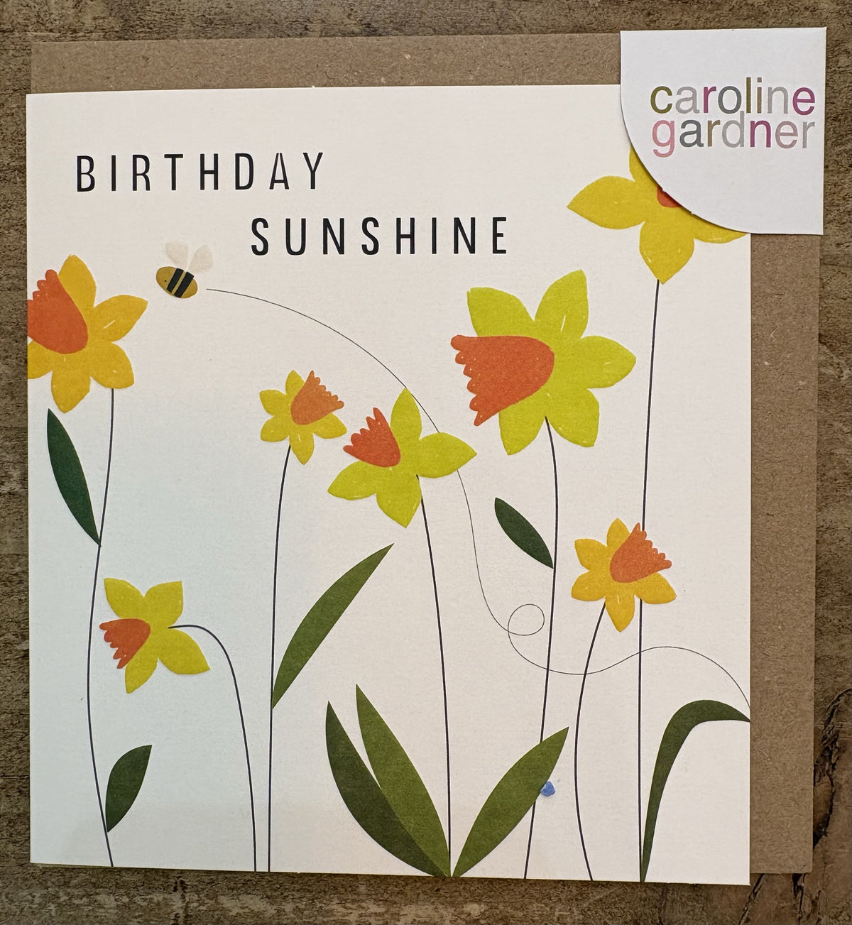 Birthday Card:   Birthday Sunshine Daffodils Embossed - Caroline Gardner