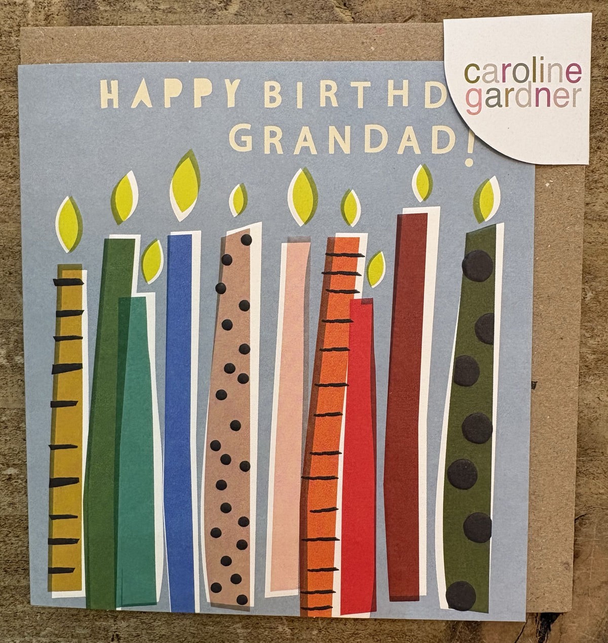 Grandad Card: GOLD FOIL Happy Birthday Grandad Candles Embossed - Caroline Gardner