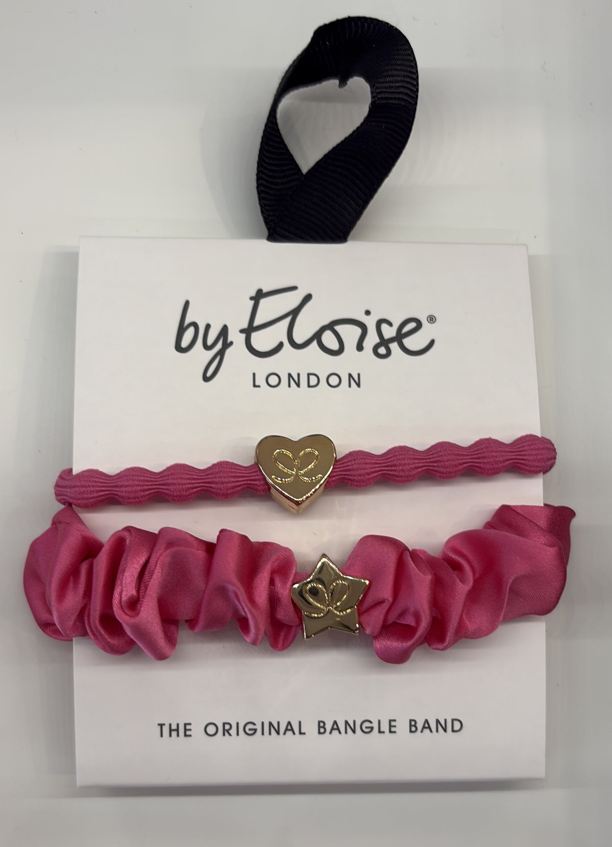 Hairband Bracelet Set:  Gold Heart & Scrunchie - Fuchsia Pink - by Eloise