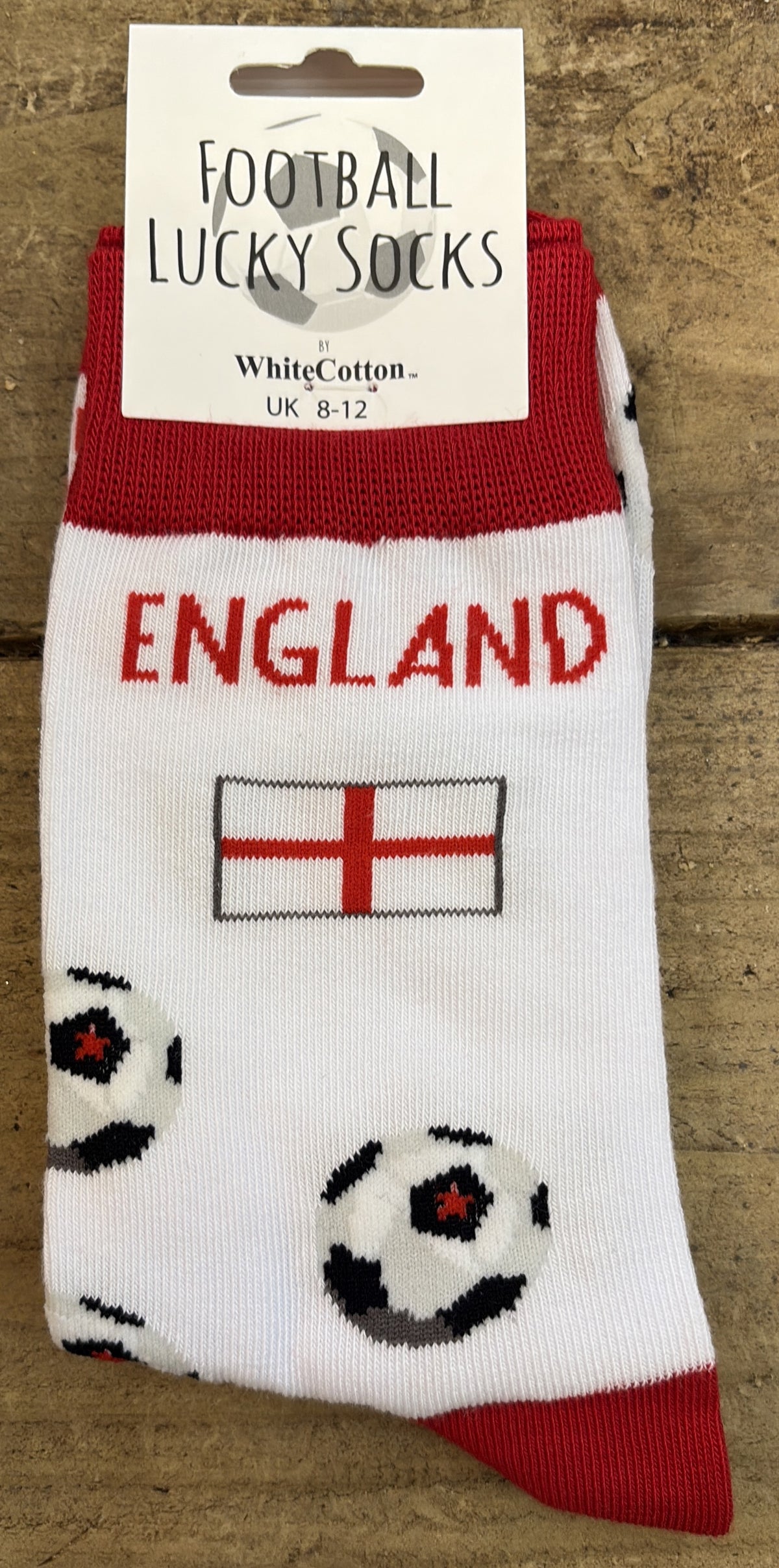 Mens Socks: England Football - White Cotton